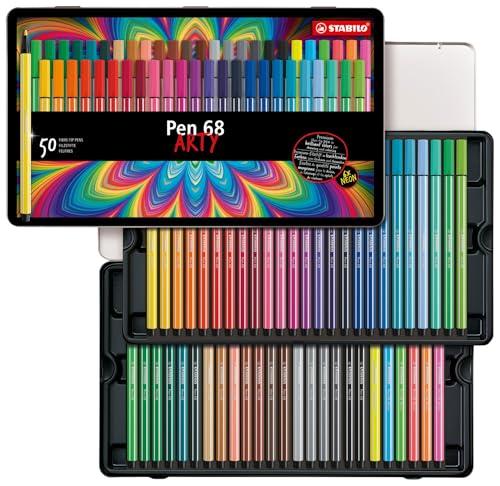 STABILO Pen 68 ARTY - Scatola da 50 Pennarelli Premium Assortiti