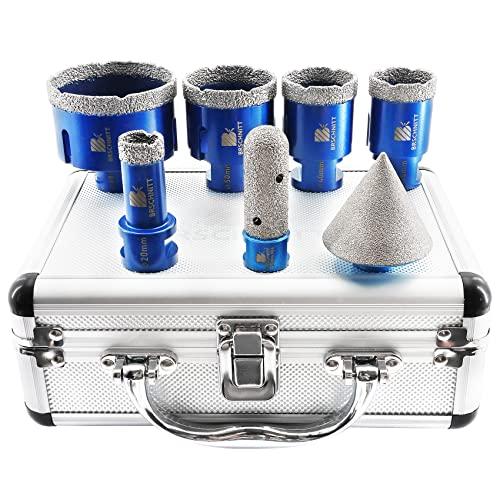 BRSCHNITT Set di punte diamantate per piastrelle (20/35/40/50/68 mm) con frese diamantate aggiuntive da 20 e 50 mm
