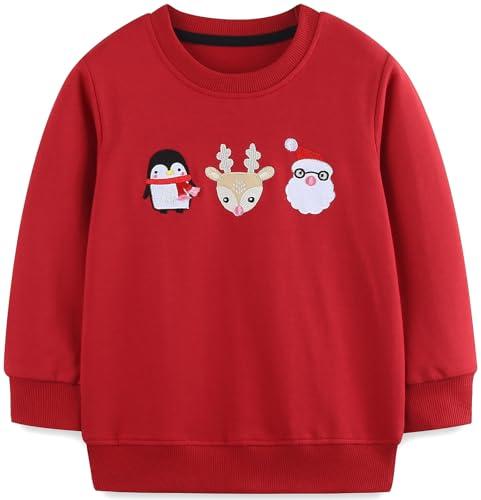Ragazza Felpa Senza Cappuccio Natale Cotone Manica Lunga Casual Pullover per Bambina 9-10 Anni