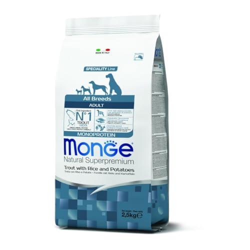 Monge Natural Superpremium Adult Monoprotein Trota con Riso e Patate - Cibo Secco per Cani Adulti di Tutte le Razze