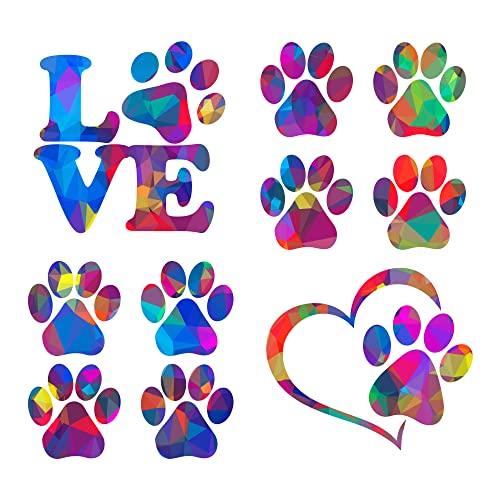Confezione Adesivi Zampe Cane Zampe Cuore Love Zampe 10 Pezzi per Auto o Moto Bici o Monopattino (Multicolor)