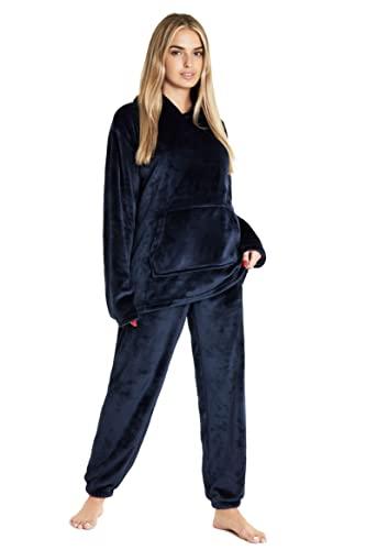 CityComfort Set Pigiama Donna Invernale in Pile con Cappuccio