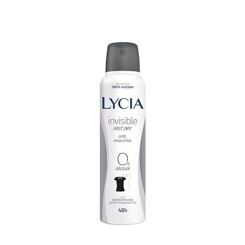 Lycia - Deodorante Spray Invisible Fast Dry, Anti-Macchie, Efficacia 48 ore, con Microspugne Effetto Asciutto, 150ml
