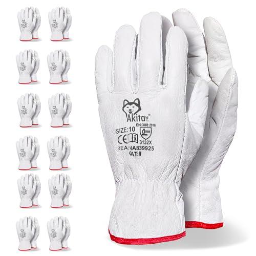 Guanti da Lavoro in Pelle Fiore Bovino AKITAInk - Confezione da 12 Paia