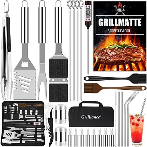 Grilliance Set di 30 Posate per Barbecue in Acciaio Inox con Valigetta e Tappetino
