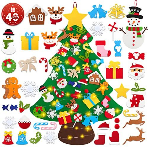 Lanpn Albero di Natale in Feltro con Pupazzo di Neve e 40 Decorazioni