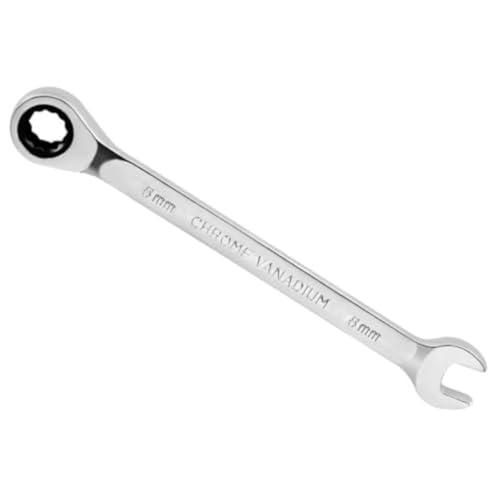 1 chiave a cricchetto da 8 mm, chiave combinata a cricchetto, chiave inglese a 72 denti con design a 12 punte, in acciaio al cromo vanadio