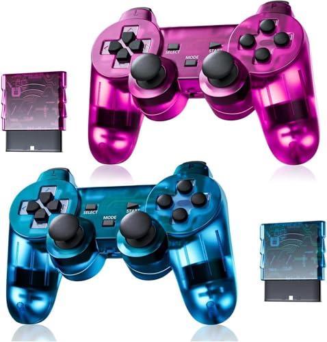 Controller Wireless Retro Classic per PS2/Dual Shock 2/PC (Viola+Blu)