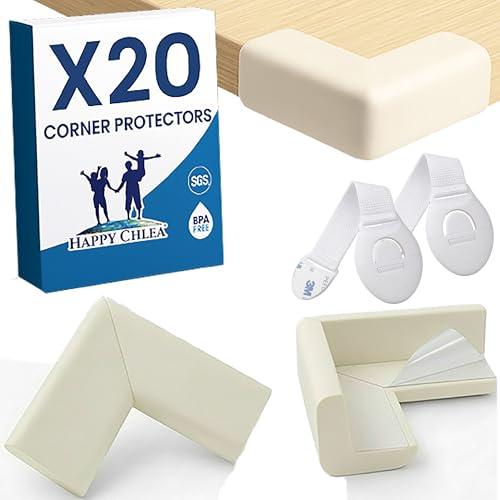 HAPPY CHLEA® 10 Paraspigoli Bambini Angolari in Gomma Morbidi con 2 Blocca Cassetti