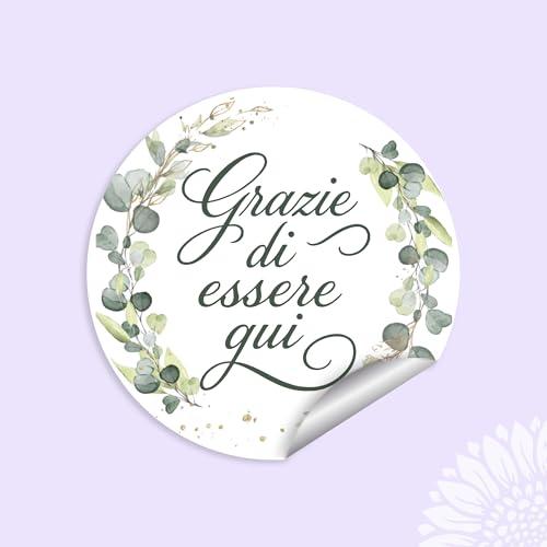 Adesivi personalizzati eucalipto per bomboniere e confetti - 40mm - 30 pezzi
