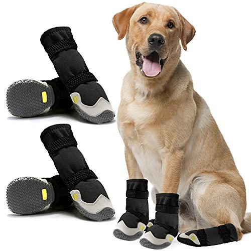 AQH Stivali Termici a Tubo Lungo per Cani con Cinghie Riflettenti
