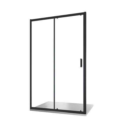 Box Doccia Nicchia 145cm Apertura Scorrevole Vetro 6mm Nero Opaco Tonga