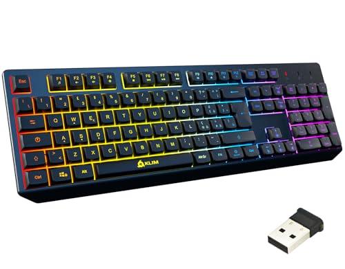 KLIM Chroma Wireless - Tastiera Gaming Retroilluminata, Silenziosa e Impermeabile