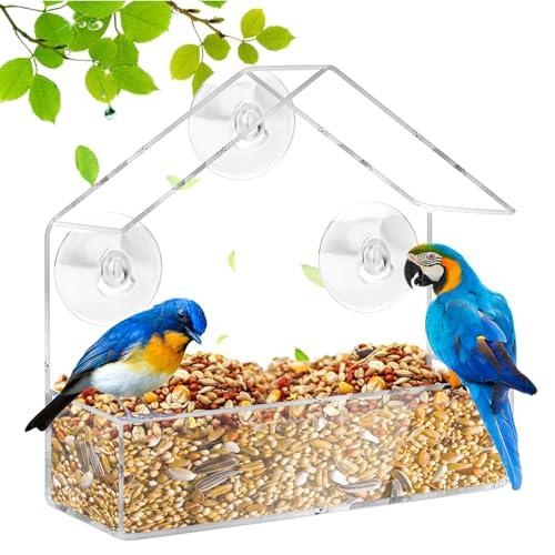 HGRGHH Mangiatoia per Uccelli, Mangiatoia per Uccelli da Finestra Trasparent con Ventose, per l'alimentazione di Piccoli Fringuelli Selvatici Pettirosso Chickadees Passero