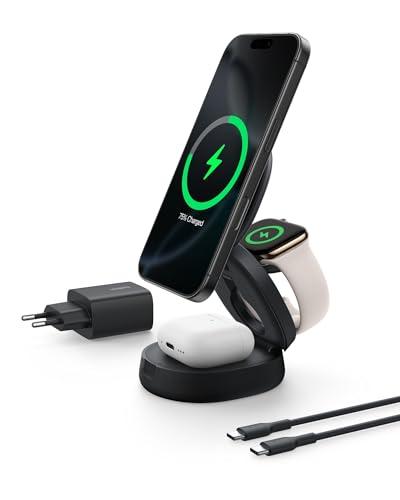 Belkin BoostCharge Pro Caricatore Wireless 3 in 1 con Qi2 per iPhone, Apple Watch e AirPods
