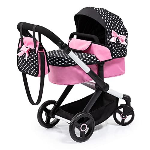 Bayer Design 17060AA Passeggino per bambole Xeo, carrozzina, manubrio regolabile in altezza e girevole, convertibile, borsa