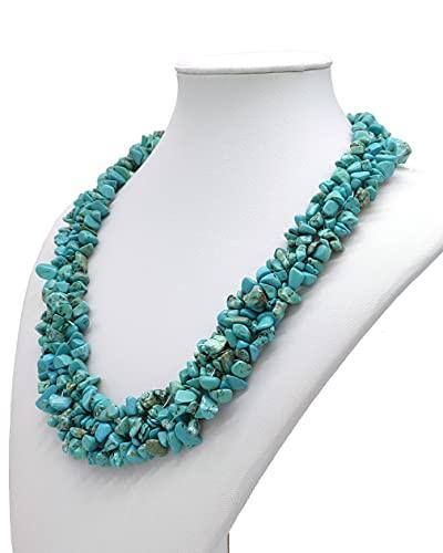 Collana Girocollo Donna Turchese, Pietre Naturali 45 cm, Chiusura T-Bar