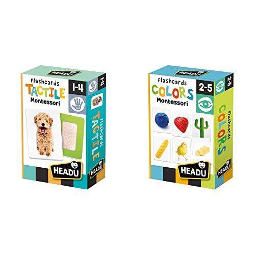 Headu Flashcards Tattili Montessori e Flashcards Colors Montessori, Set di Giochi Educativi per Bambini 1-4 Anni