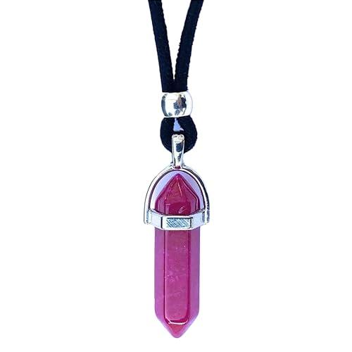 Ciondolo Energetico in Agata Rosa Placcato Argento - Amuleto di Protezione Unisex