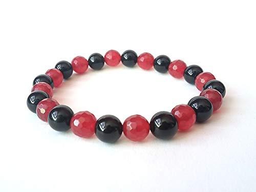 Bracciale Energia Vitale: Onice Nera e Giada Rubino, Armonia Naturale al Polso