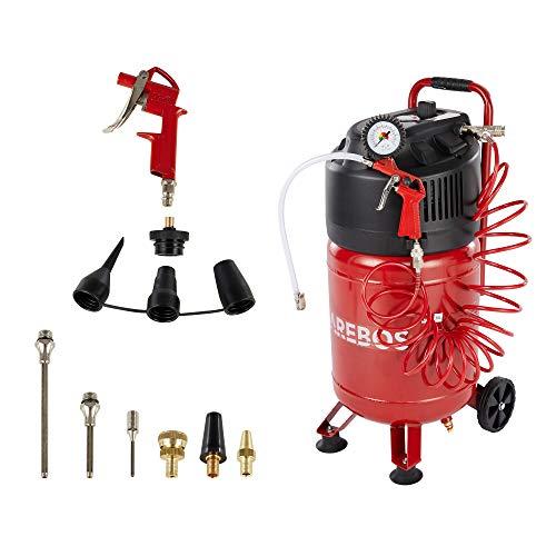 Arebos Compressore Aria 1500W 30L + Set 13 Pezzi, Silenzioso e Portatile