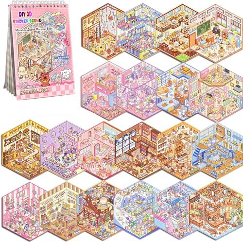 Bambebe Set di 20 Adesivi 3D per Casa in Miniatura – Kit Sticker di Scena, Attività Rilassante per Bambini e Adulti