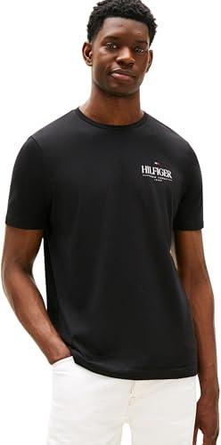 Tommy Hilfiger Uomo T-Shirt Maniche Corte Stack Tee Regular Fit, Nero