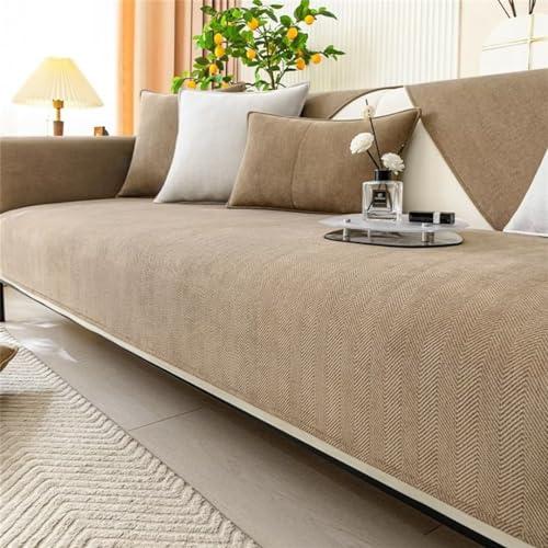 BKDWSK Striped Chenille Anti-Scratch Couch Cover,Funnyfuzzy Sectional Sofa Cover,Washable Anti-Slip Dog Sofa Cover,Herringbone Sofa Slipcover,70x180cm