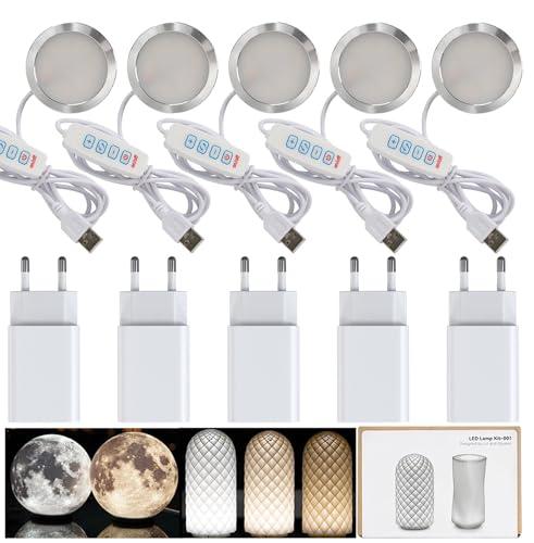 Kit di 5 Lampade LED Tricolore con Caricabatterie USB per Stampanti 3D Bambu Lab e Altre