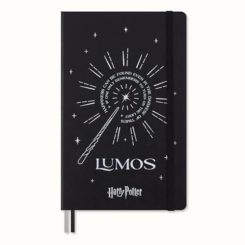 Moleskine Collezione Incantesimi del Mondo Magico Harry Potter Lumos Notebook, Taccuino a Righe con Copertina Rigida Fosforescerente con Risguardi Personalizzati, Formato Large 13 x 21 cm