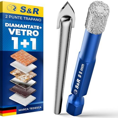 S&R Set di 2 Punte Trapano Professionali per Gres Porcellanato, Piastrelle, Ceramica, Granito, Marmo e Vetro