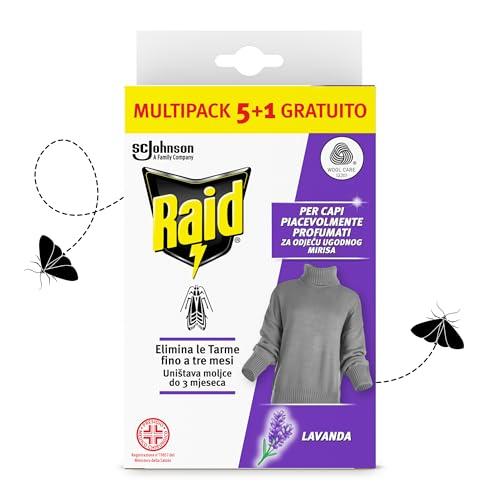 Raid Anti Tarme Gel Vestiti, Per Capi Piacevolmente Profumati, Fragranza alla Lavanda, 6 Pezzi