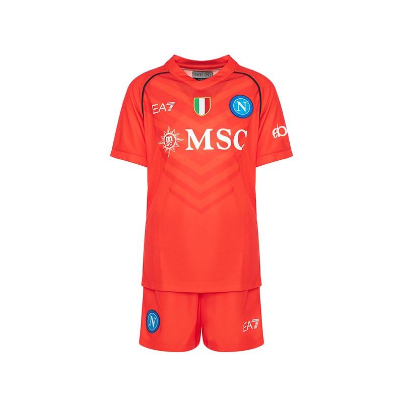 SSC Napoli Set Gara Junior Portiere Away, EA7, Prodotto Ufficiale, Arancio, Scudetto Tricolore, Divisa Bambino Trasferta, 5 anni