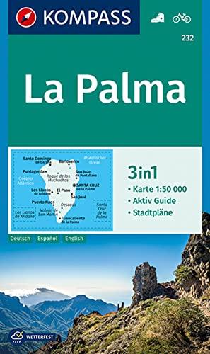 Carta da trekking La Palma 3in1 1:50.000 con guida alle attività e mappe cittadine. Ciclismo. (Edizione tedesca)