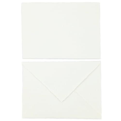 Buste in Carta Artigianale con Bordi Irregolari, 13,5x18,5 cm, Confezione da 10, Made in Italy (Bianco)