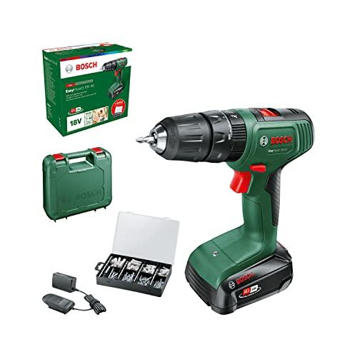 Bosch Home and Garden Trapano con percussione a batteria EasyImpact 18V-40 (1 batteria da 2,0 Ah, sistema 18 volt, set di fissaggio da 173 pz, in custodia), Mandrino 13mm - Amazon Exclusive