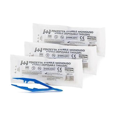 Set 3 Pinzette Mediche Sterili Monouso in Polipropilene