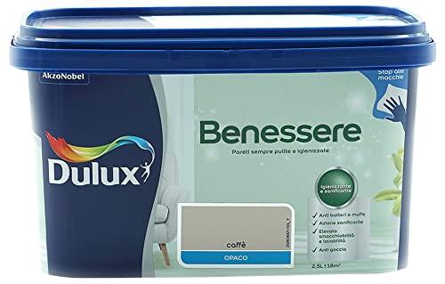 Dulux Benessere Pittura Colorata all'Acqua per Interni Superlavabile Anti Muffa Anti Batteri con Ioni D'Argento, Caffe'