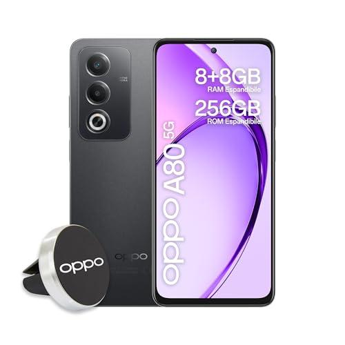 OPPO A80 5G Smartphone, AI Doppia Fotocamera 50+2MP, Selfie 8MP, Display 6.67” 120HZ LCD HD+, 5100mAh, RAM 8+256GB, IP54, Supporto Auto [Versione Italia], Starry Black