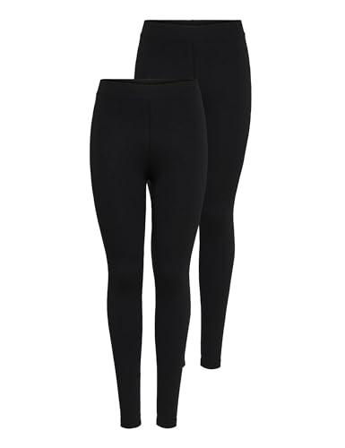 ONLY Onllive Love New Leggings 2-PK NOOS - Set di 2 Leggings Donna in Cotone Elasticizzato