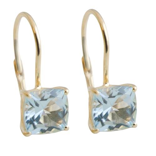 Orecchini in argento sterling 925 con topazio blu taglio cuscino