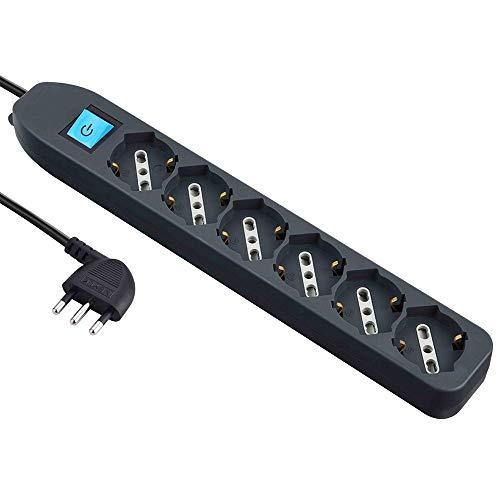 Electraline 62074 Multipresa 6 Posti Polivalente con Interruttore