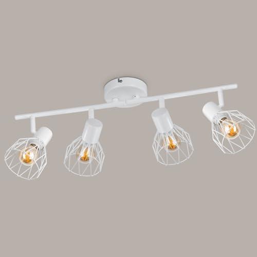 Kimjo Faretti Soffitto Orientabili - Lampada Faretti LED Soffitto Bianco - Faretto da Soffitto 4 Luci E14 - Faretti Cucina Plafoniera Moderne Senza Lampadina