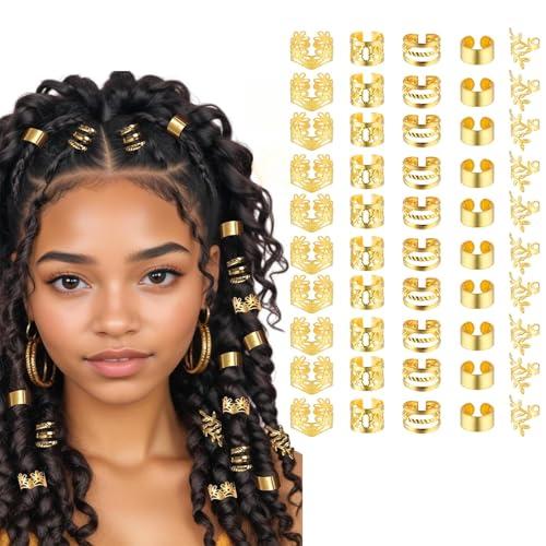 Set di 50 Accessori Dorati per Dreadlocks e Treccine