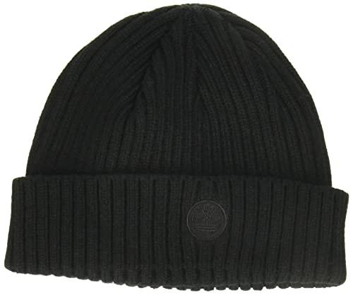 Timberland Cappello Uomo a Coste con Patch Logo, Nero, Taglia Unica