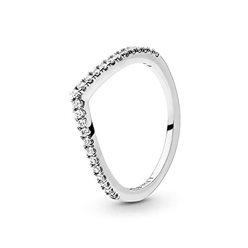 Anello Pandora Wishbone Scintillante in Argento Sterling 925 con Zirconia Cubica