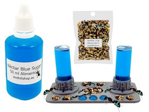 Kit Alimentazione Completo per Formiche: Nettare Blue Sugar, Semi Misti e Megabebeder