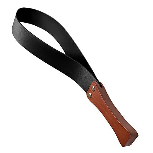 Pagaia in pelle con manico in legno antiscivolo, frustino per cavalli, aiuto per l'addestramento dei cavalli, frustino da 48 cm/19
