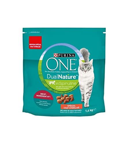 PURINA ONE DualNature Natural Defense - Crocchette di manzo per gatti adulti sterilizzati, confezione da 1,4 kg