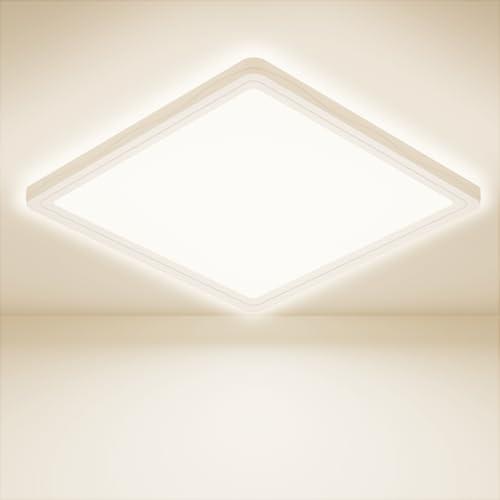 Feliigo Plafoniera LED Soffitto 18W, 4000K Ultra Sottile Lampada da Soffitto Quadrata, 1600LM Plafoniera Bagno IP44 Impermeabile Ø22CM Lampadario LED per Camera da Letto, Cucina, Soggiorno, Balcone